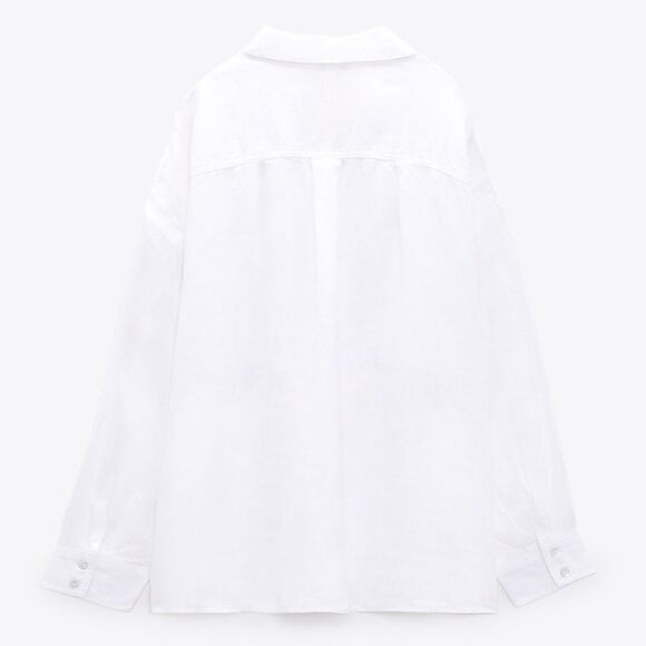 Zara 100% Linen Shirt With Pockets - Picture 3 of 9